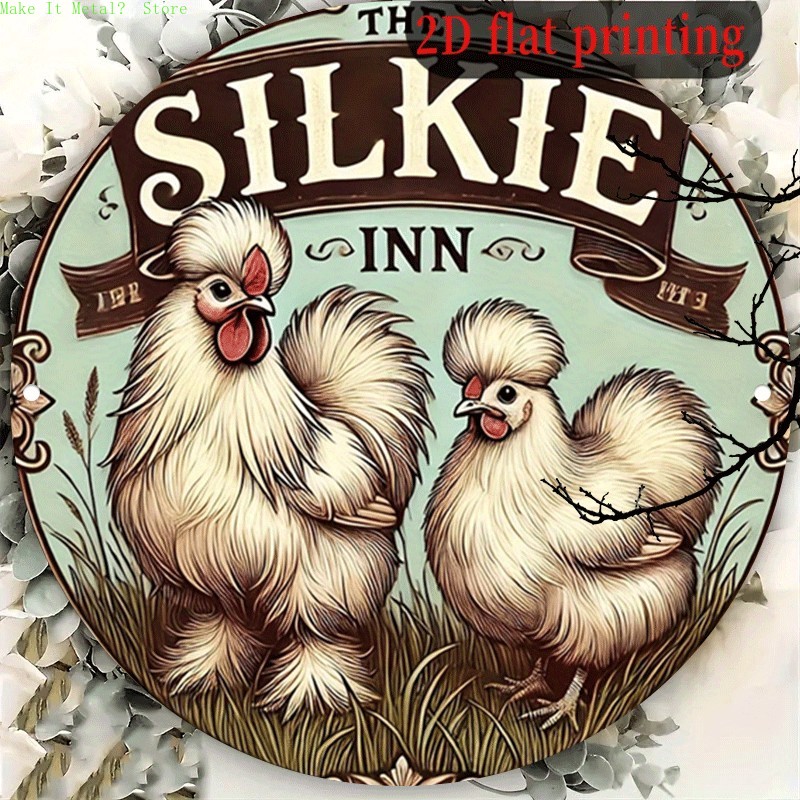 Vintage Collectible Signs - Vintage The Silkie Inn Round Tin