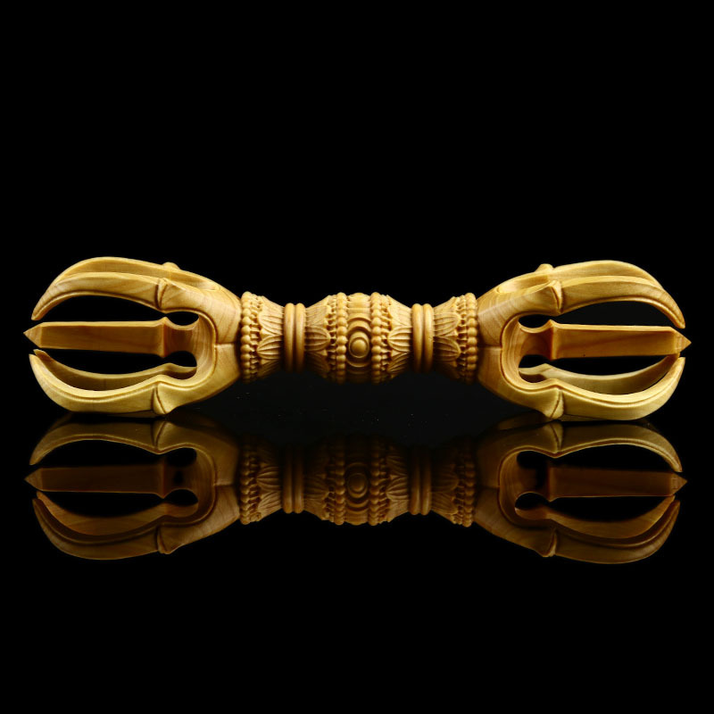 Vintage Things Collection - Boxwood Wood Carved Magic Vajra Statue