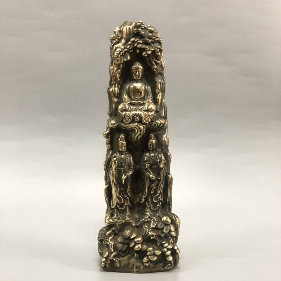 Vintage Things Collection - Antique bronze three faced Buddha Western