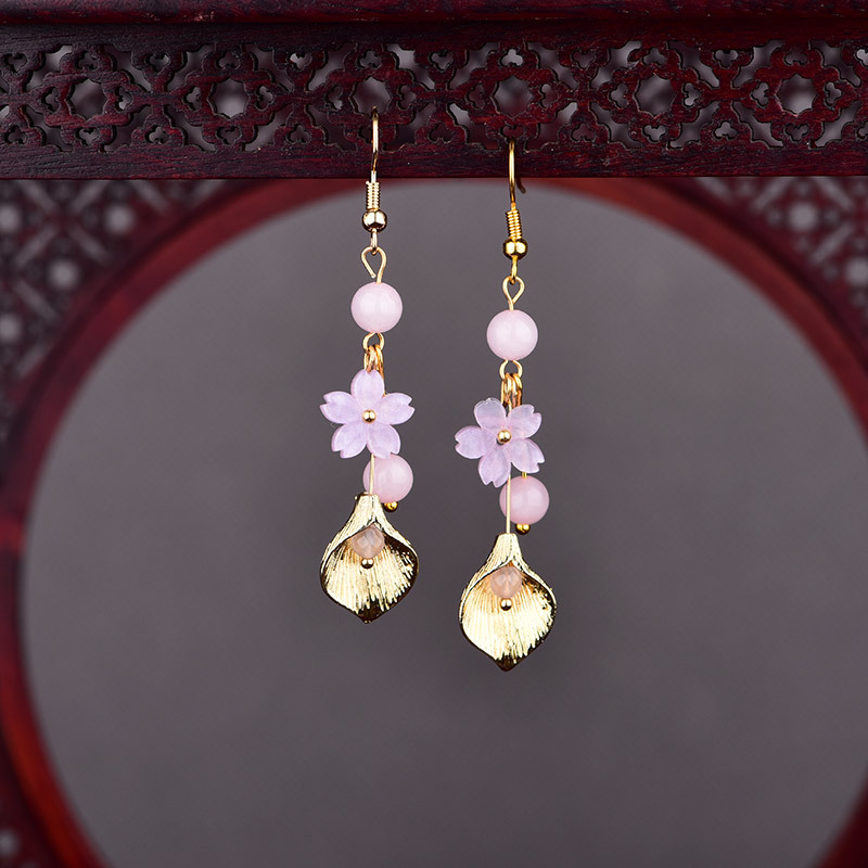 Pink Natural Jade Flower Earri - Vintage Item recension och pris